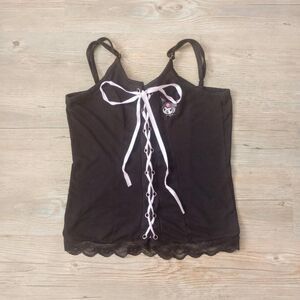 Sanrio Kuromi Black Lace-Up Grunge Corset Tank